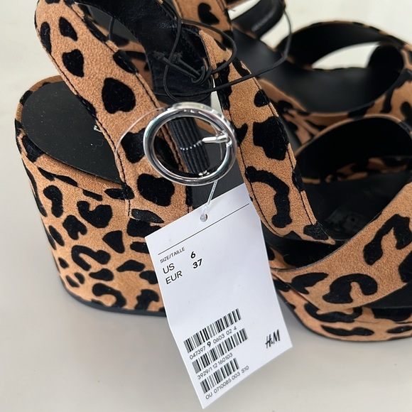 H&M Leopard Platform Shoes Heels New Size 6 - Picture 5 of 11